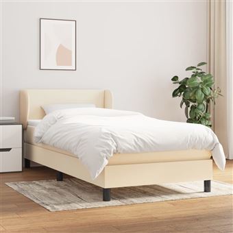 Cama com molas e colchão vidaXL | 80x200 cm | tecido cor crème - 1