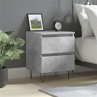Mesa de Cabeceira vidaXL | 40x35x50cm | derivados madeira cinzento cimento - 1