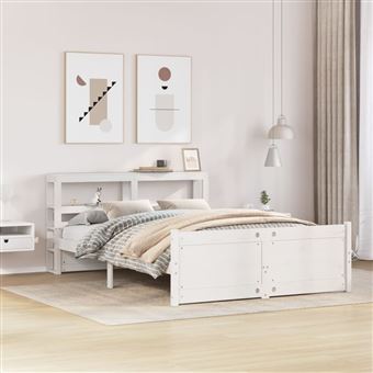 Estrutura de cama com cabeceira sem colchão vidaXL | 120x200 cm | branco - 1