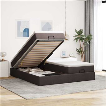 Estrutura de cama otomana com colchões vidaXL | tecido castanho escuro - 1
