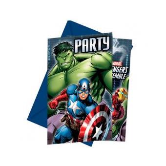 Conjunto 6 Convites Festa Vingadores Marvel Assemble - 1