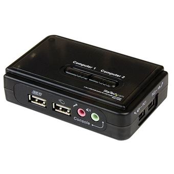 Chaveador Kvm StarTech.com Kit de Interruptor KVM preto 2 Portas USB com Áudio e Cabos | Preto - 1