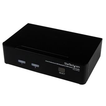 Chaveador Kvm StarTech.com Comutador KVM DisplayPort USB Profissional com Áudio - 2 Portas | Preto - 1