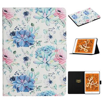 Capa Magunivers Pu Impressão Padrão de Flor com Suporte e Suporte de Cartão Flor-Azul para Apple Ipad Mini (2019) 7.9 Inch/4/3/2/1 - 1
