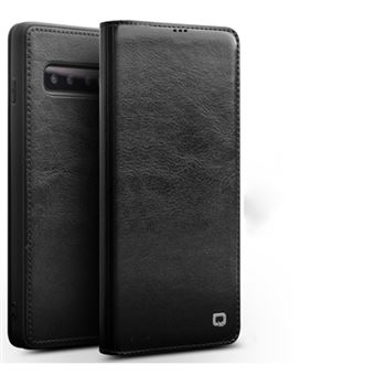 Capa Magunivers de couro genuíno suporte de cartão clássico preto para Samsung Galaxy S10
