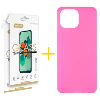 Conjunto Accetel 2 X Película de Vidro +  Capa para iPhone 13 Pro Silicone Liso Rosa - 1