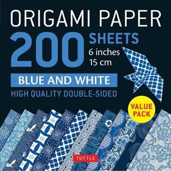 Origami Paper 200 Sheets Blue And White Patterns 6 15 Cm Highquality Double Sided Origami Sheets Printed With 12 Different Designs Instructions For 6 Projects Included - 1