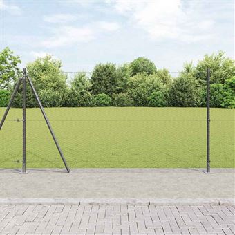 Poste de Cerca vidaXL | Cinzento | 10 x 1,2 m | (malha de 25 mm) Aço e PVC - 1