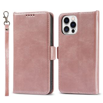 Capa PU + TPU fecho Magnético com Suporte, Alça e bloqueio RFID em Dourado Rosa para iPhone 13 Pro 6.1'' - 1