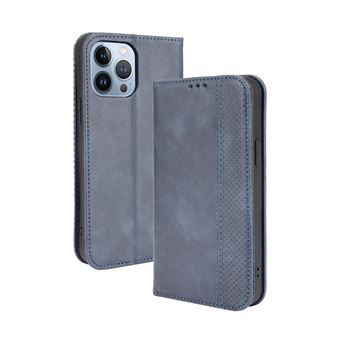 Capa FOXDOCK para iPhone 13 Pro | Fecho Magnético | Estampado Vintage | Pele PU | Compartimentos para Cartões | Azul - 1