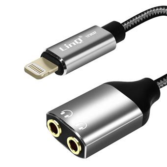 Adaptador Áudio Lightning para Duplo Jack 3.5mm Fêmea LinQ | Auscultadores - 1