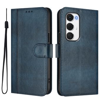 Capa FOXDOCK para Tecno Spark 40 Pro Plus 4G | Estilo Vintage | TPU com Textura de Pele Antiderrapante | Compartimentos para Cartões e Suporte | Azul - 1