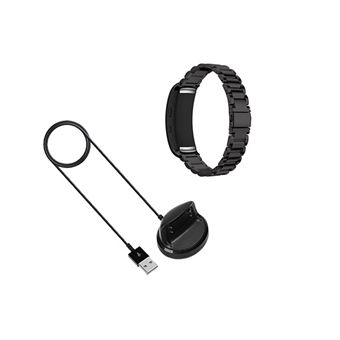 Kit Phonecare Pulseira Bracelete Aço Stainless Lux + Ferramenta + Carregador Usb Charger para Samsung Gear Fit 2 - Preto - 1