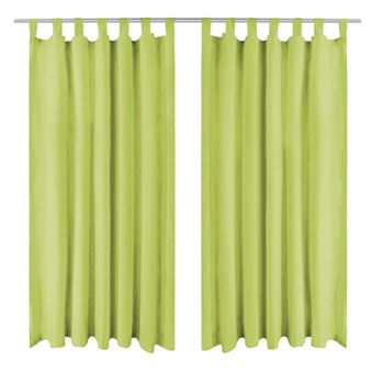 Cortinas vidaXL de cetim com presilhas 2 pcs 140x225 cm verde - 1