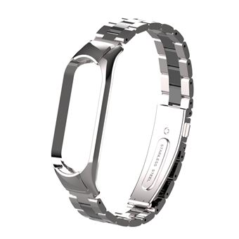 Bracelete de Aço Inoxidável HSMY Magnética para Xiaomi Mi Band 4/ 3 - Prata&Preto - 1