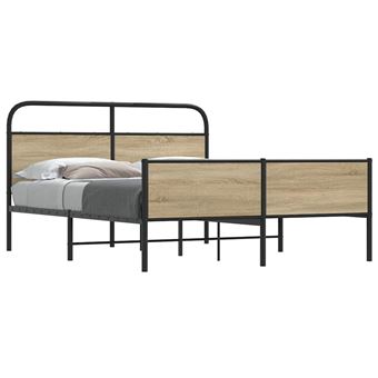 Estrutura de Cama sem Colchão vidaXL | 180x200cm | metal carvalho fumado - 1