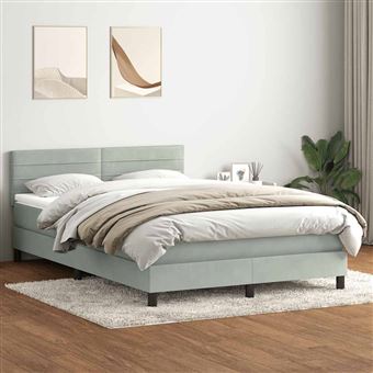 Cama com molas/colchão vidaXL |  160x220 cm | veludo cinzento-claro - 1