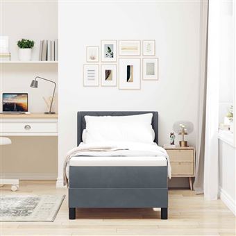 Cama Box com Colchão vidaXL | Cinza Escuro | 200 x 80 cm | Poliéster - 1