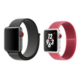 Kit 2x Bracelete Nylon Gift4Me para Apple Watch Series 9 - 41mm | Preto / Vermelho - 1
