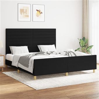 Estrutura de cama vidaXL 160x200 cm tecido preto - 1