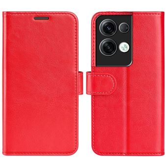 Capa PU textura de cavalo louco com apoio Magunivers para Oppo Reno8 Pro + 5G/Reno8 Pro 5G (Global Version) - vermelho - 1