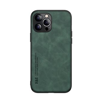 Capa de Couro Magnética QT333 V-REEL para iPhone 16 Pro Max - Verde - 1