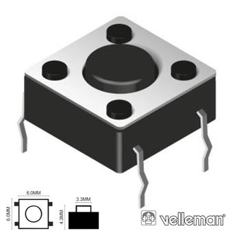Comutador Micro Switch Velleman 6X6Mm Altura 4.3Mm - 1