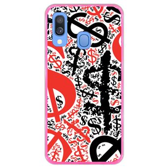 Capa Hapdey para Samsung Galaxy A40 2019 Design Padrão de Dólar em Silicone Flexível e TPU Cor-de-Rosa