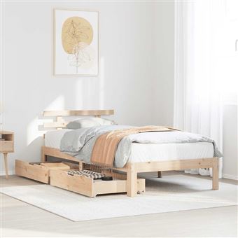 Estrutura de cama com gavetas vidaXL | 100x200 cm | madeira de pinho maciça - 1
