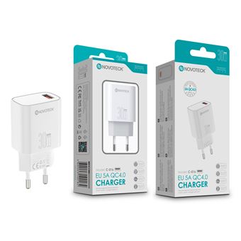 Carregador Rápido NOVOTECK C-016 | QC4.0 | 30W | Carregamento Eficiente de 5A | Compacto e Seguro | Branco - 1