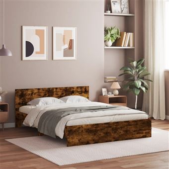 Estrutura de cama vidaXL | com cabeceira | 140x200 cm | carvalho fumado - 1