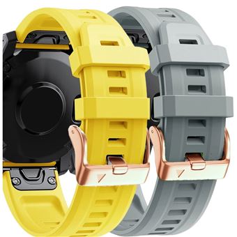 Pack Antiimpacto 2x bracelete Silicone fecho metal para Garmin Fenix 8 43mm amoled | Amarelo e Cinzento - 1