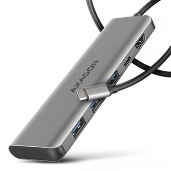 Base & Duplicador de Portas Axagon HMC-5H USB-C 3.2 Gen 1 hub 3x USB-A 4K HDMI PD 100W - Silber | Prateado - 1