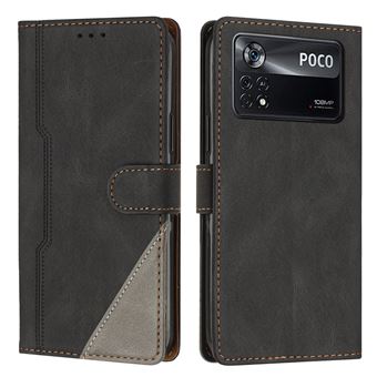 Capa FOXDOCK para Xiaomi Poco X4 Pro 5G | Fecho Magnético | Pele TPU Macia | 3 Compartimentos para Cartões | Função de Suporte | Preto - 1