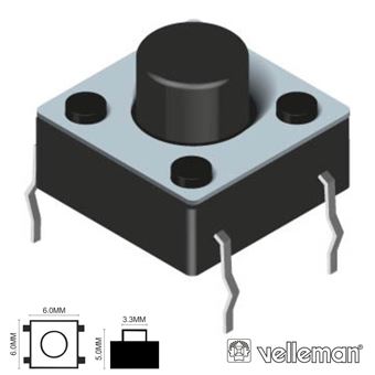 Comutador Micro Switch Velleman 6X6Mm Altura 5Mm - 1