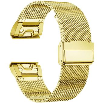 Bracelete em Malha de Aço Flexível Antiimpacto para Garmin Fenix 7X Pro Solar | Dourado - 1
