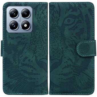 Capa ZURSANA para Xiaomi 14T PRO 5G | Flip | Couro Sintético | Estampa de Tigre | Espaços para Cartões | Verde - 1
