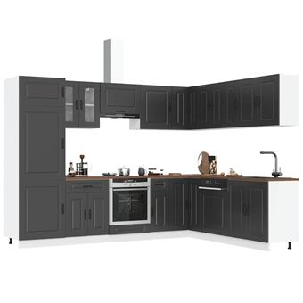 Conjunto de armários de cozinha vidaXL | 14 Peças | Kalmar preto - 1