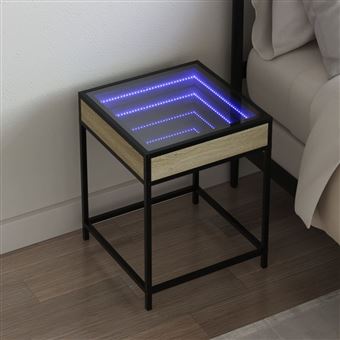 Mesa de cabeceira vidaXL | com LED Infinity 40x40x51 cm | carvalho sonoma - 1