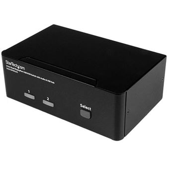 Chaveador Kvm StarTech.com Comutador KVM de monitor duplo DisplayPort de 2 portas - 4K 60Hz | Preto - 1