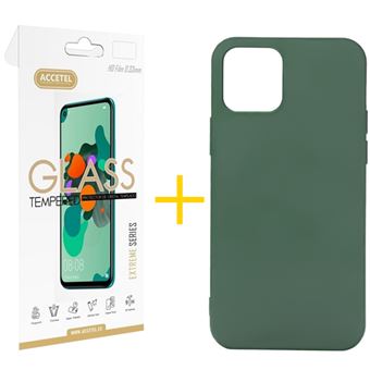 Conjunto Accetel para iPhone 11 | 1 x Película de Vidro + Capa Silicone Líquido - Verde - 1