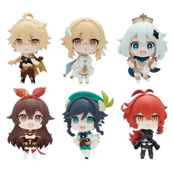 Pack 6 x Figuras Antiimpacto Genshin Impact | Paimon Venti Diluc Amber | 8 cm | PVC - 1