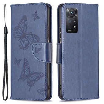 Capa PU padrão de borboletas com apoio, azul escuro Magunivers para Xiaomi Redmi Note 11 Pro 5G (Qualcomm)/Note 11 Pro 4G (MediaTek) - 1