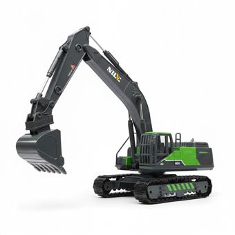 Miniatura Escavadora Alloy Ni Le Xiao Dui Zhang 601-1 | Cinzento Escuro + Verde + Preto - 1