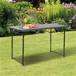 Mesa Dobrável Outsunny | Regulável | 122x61x53 / 71,5 cm - Castanho e Preto