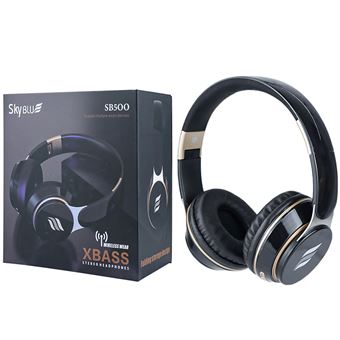 Auscultadores sem Fio SkyBlue SB500 | Wireless Stereo - Preto + Dourado - 1