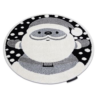 Tapete Infantil RugsX Moderno Joy Circulo Santa Papai Noel |  Estrutural de Dois Níveis de Lã | Preto / Creme | Círculo | 160 cm - 1