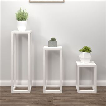 Conjunto de suporte Plantas vidaXL 3 peças pinho maciço branco - 1