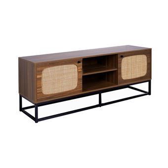 Móvel de tv sweeek com efeito madeira e cana arredondada | 140cm | natural - 1