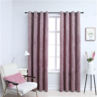 Cortinas Blackout vidaXL com argolas 2 Peças 140x225cm veludo rosa antigo - 1